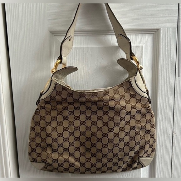 Authentic Gucci GG Creole Horse Bit Monogram Logo Satchel - Picture 2 of 16
